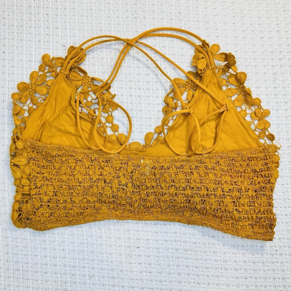 Free People Adella Crochet Lace Bralette Bundle Olive Green Mustard Yellow - M - Picture 5 of 14